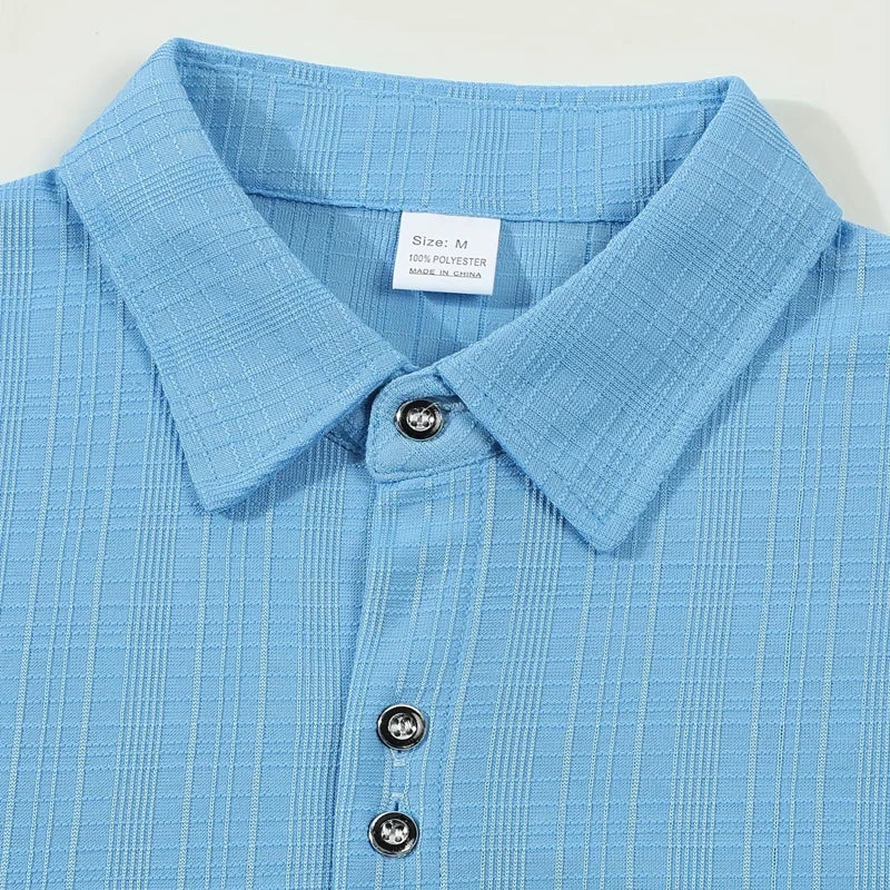 Polo en maille côtelée col boutonné