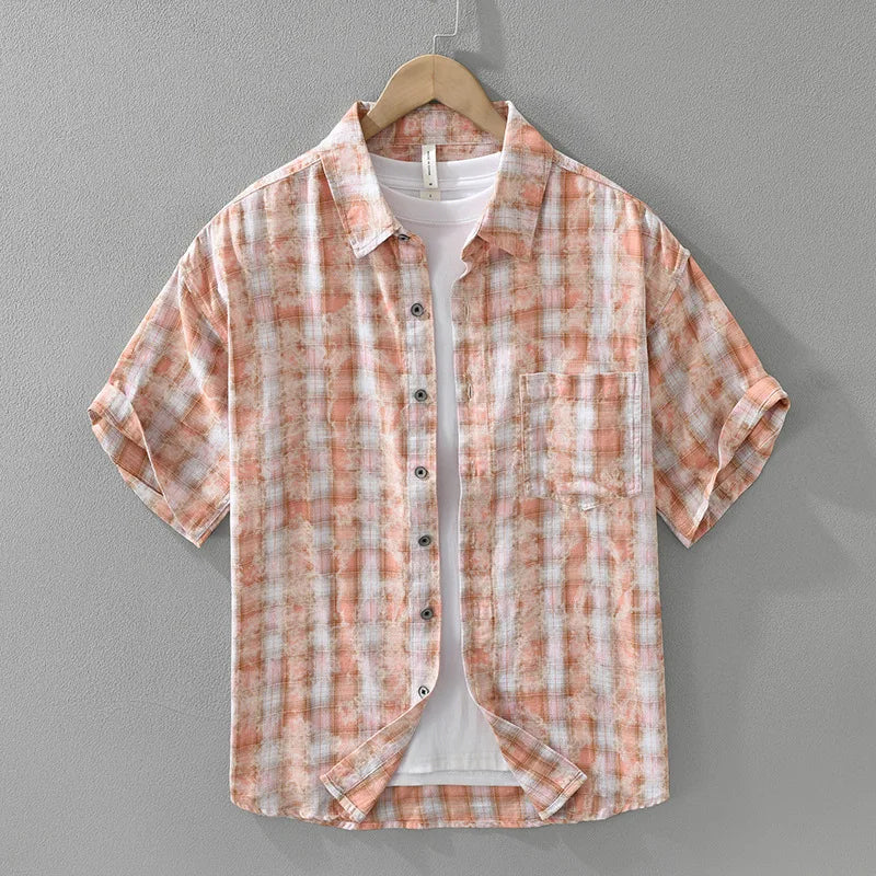 Chemise à carreaux rétro boutonnée