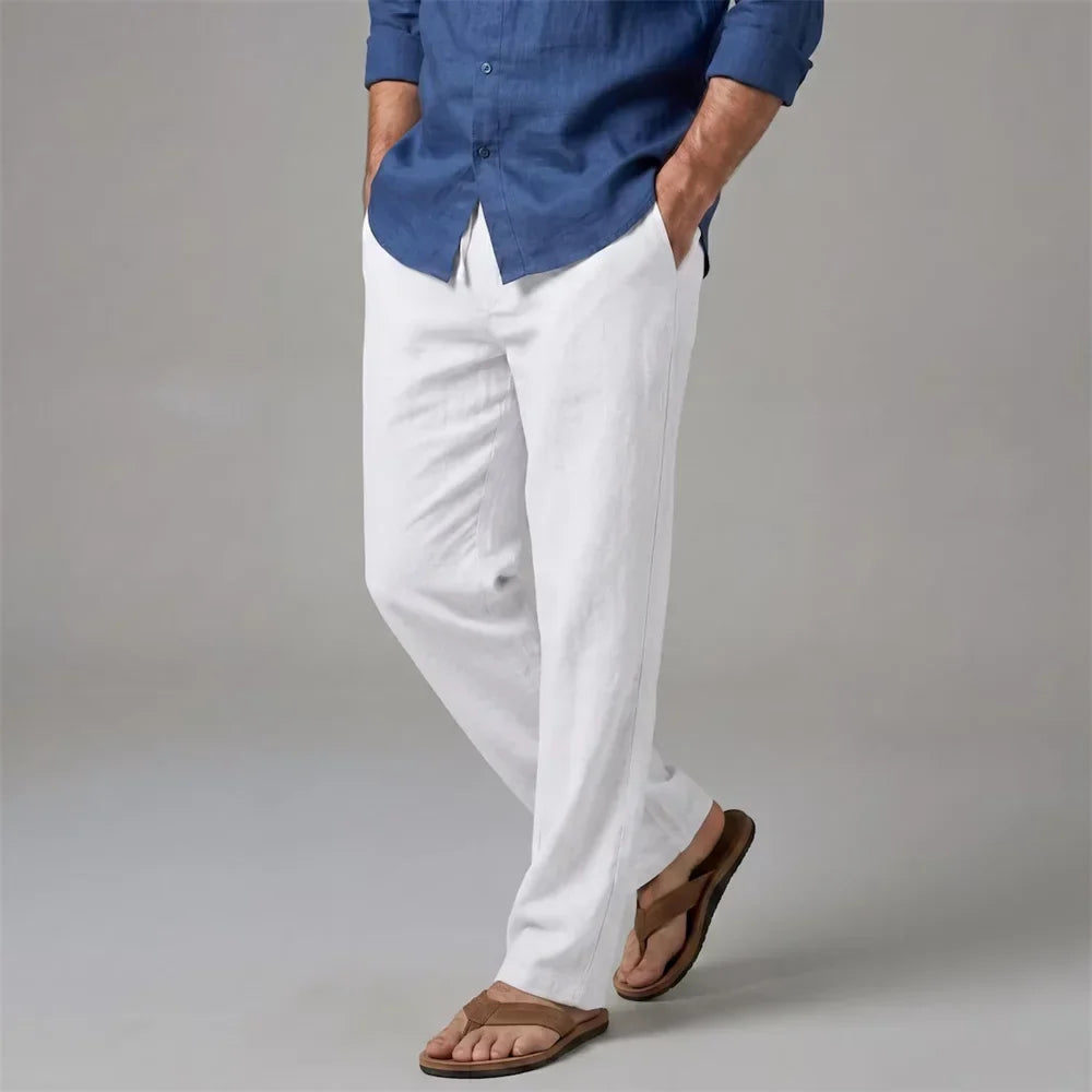Pantalon aspect lin coupe classique