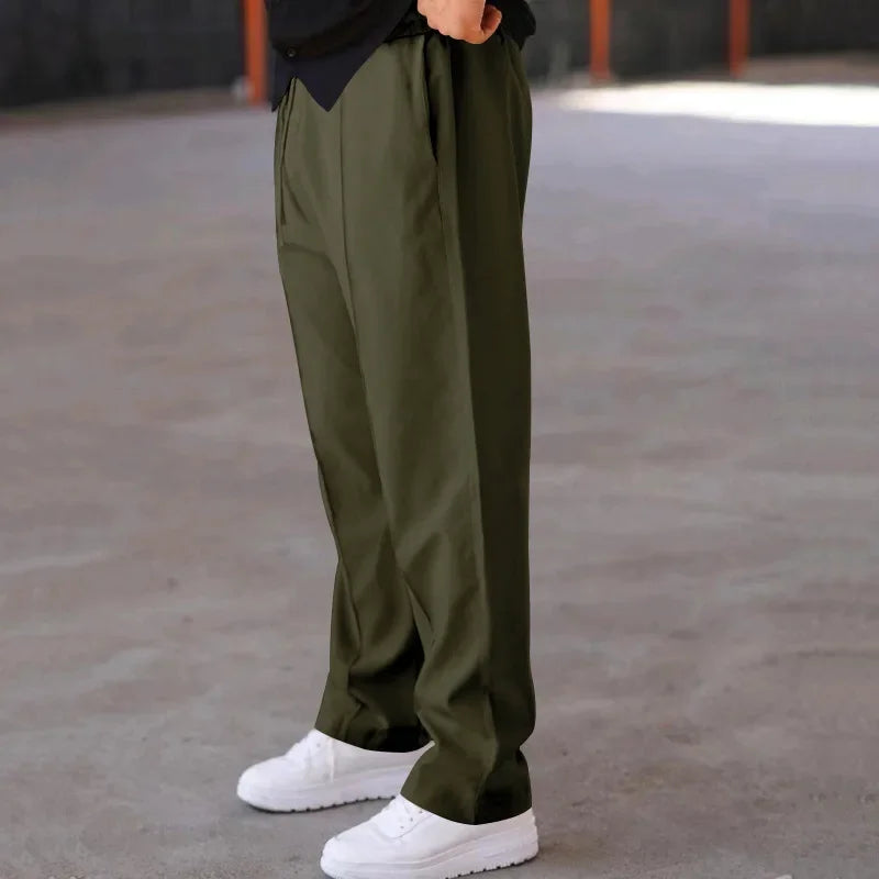 Pantalon coupe relax taille à cordon tissu lisse homme – Bourgueil