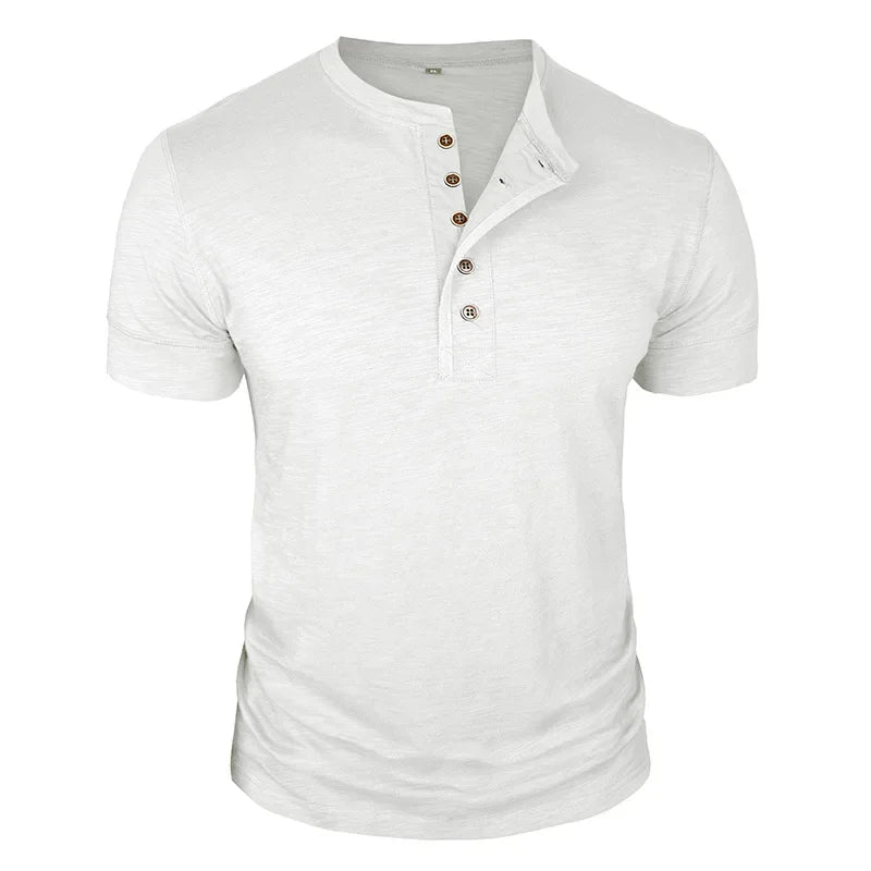 T-shirt col tunisien boutonné