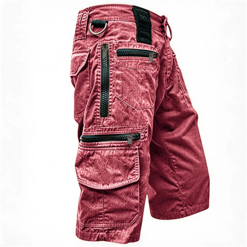 Short cargo aspect délavé à poches zippées