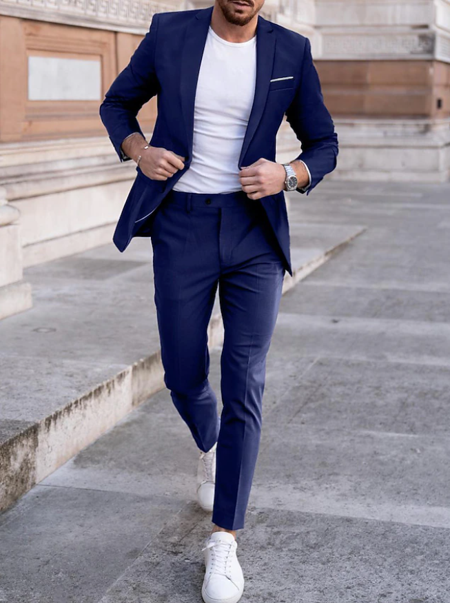Ensemble d'été léger veste et pantalon de costume sur mesure homme – Bleu