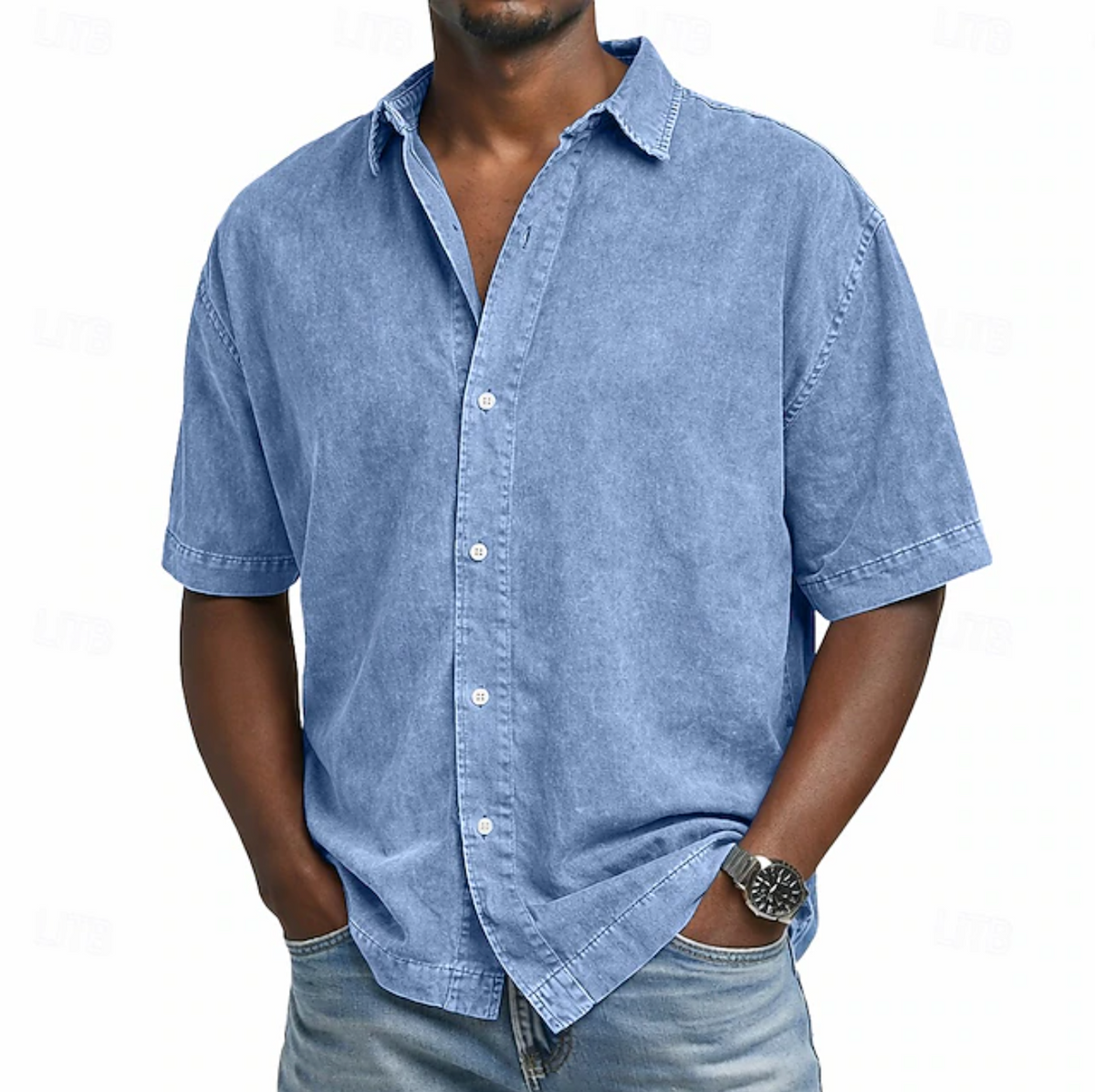 Chemise manches courtes effet délavé