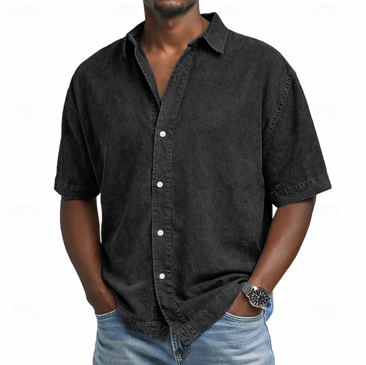 Chemise manches courtes effet délavé
