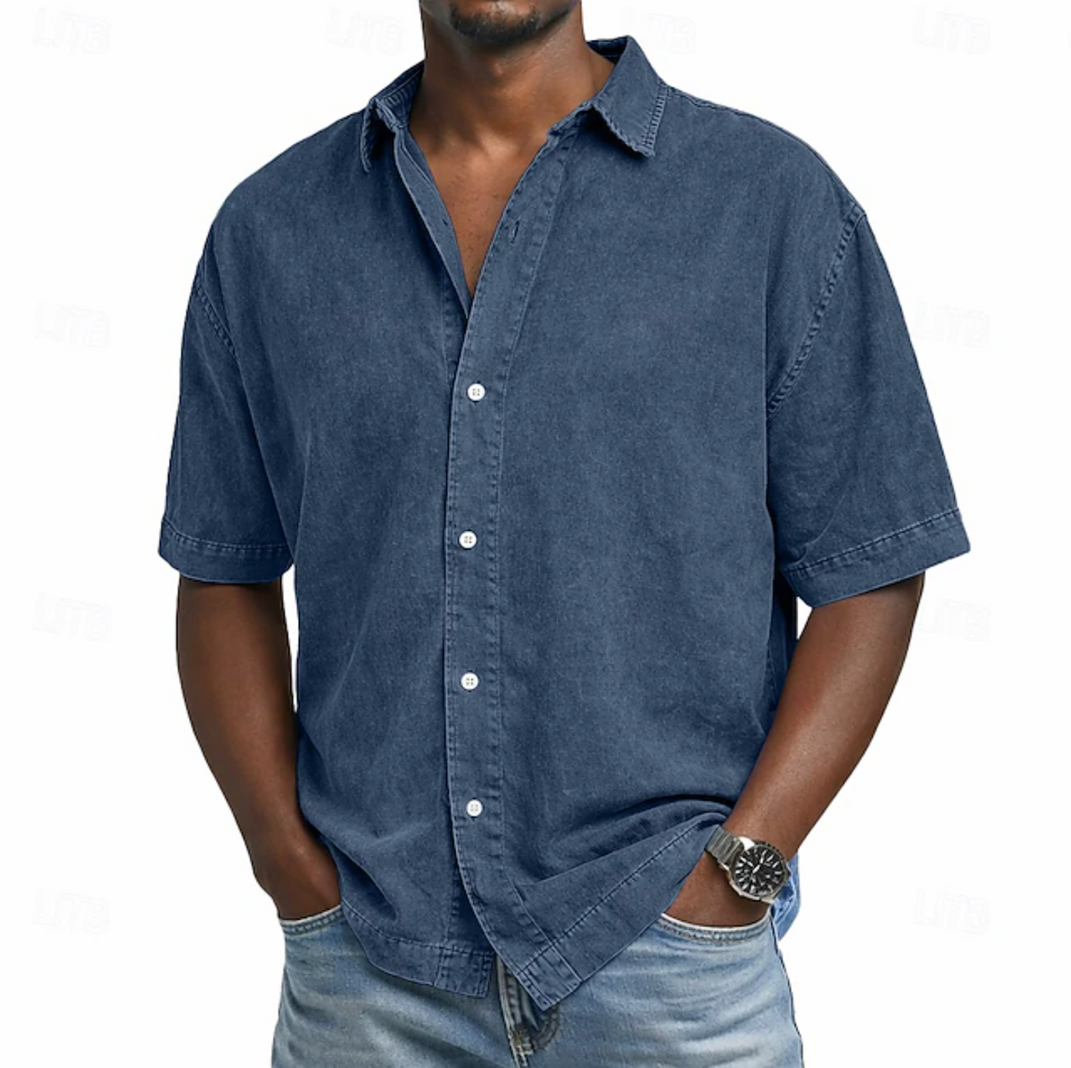 Chemise manches courtes effet délavé