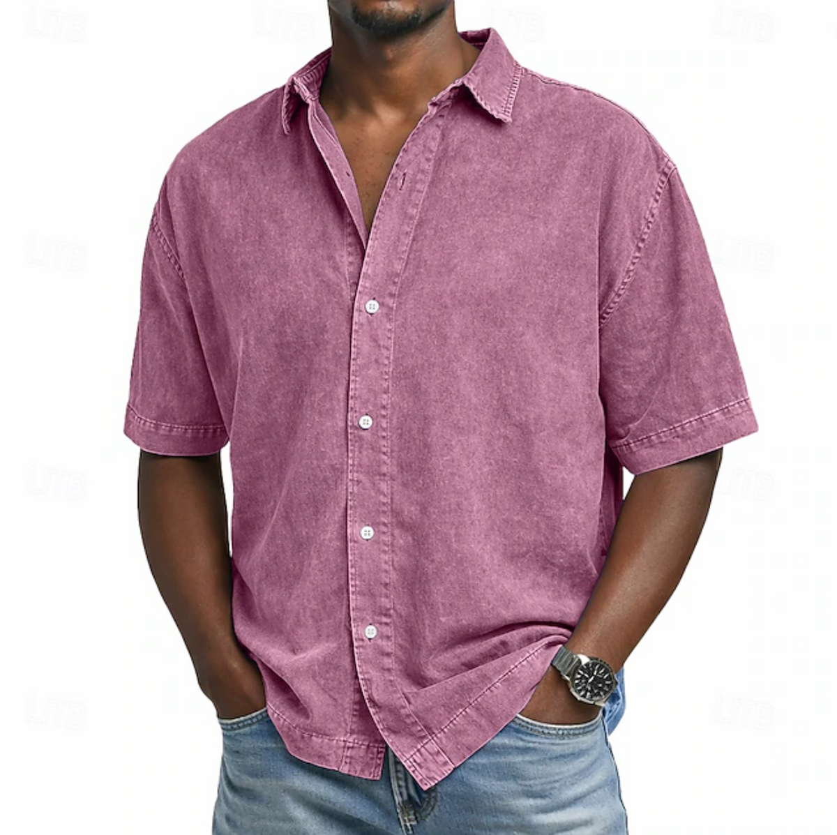 Chemise manches courtes effet délavé