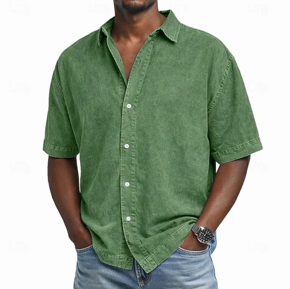 Chemise manches courtes effet délavé