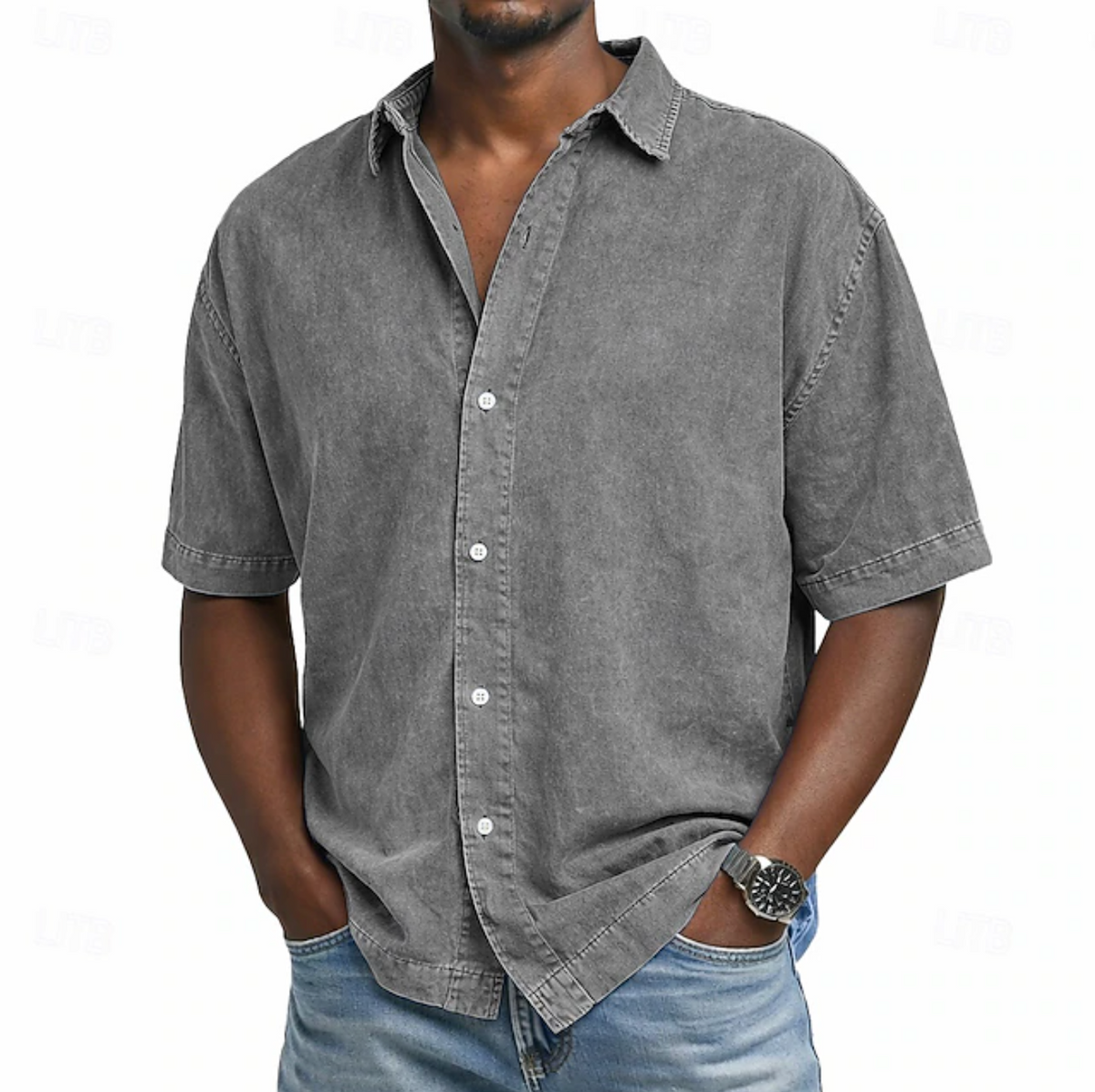 Chemise manches courtes effet délavé