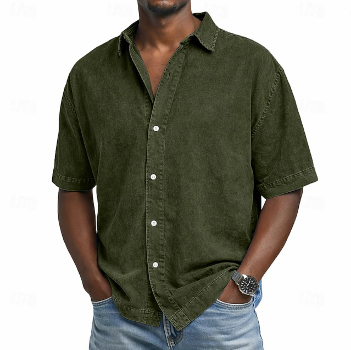 Chemise manches courtes effet délavé