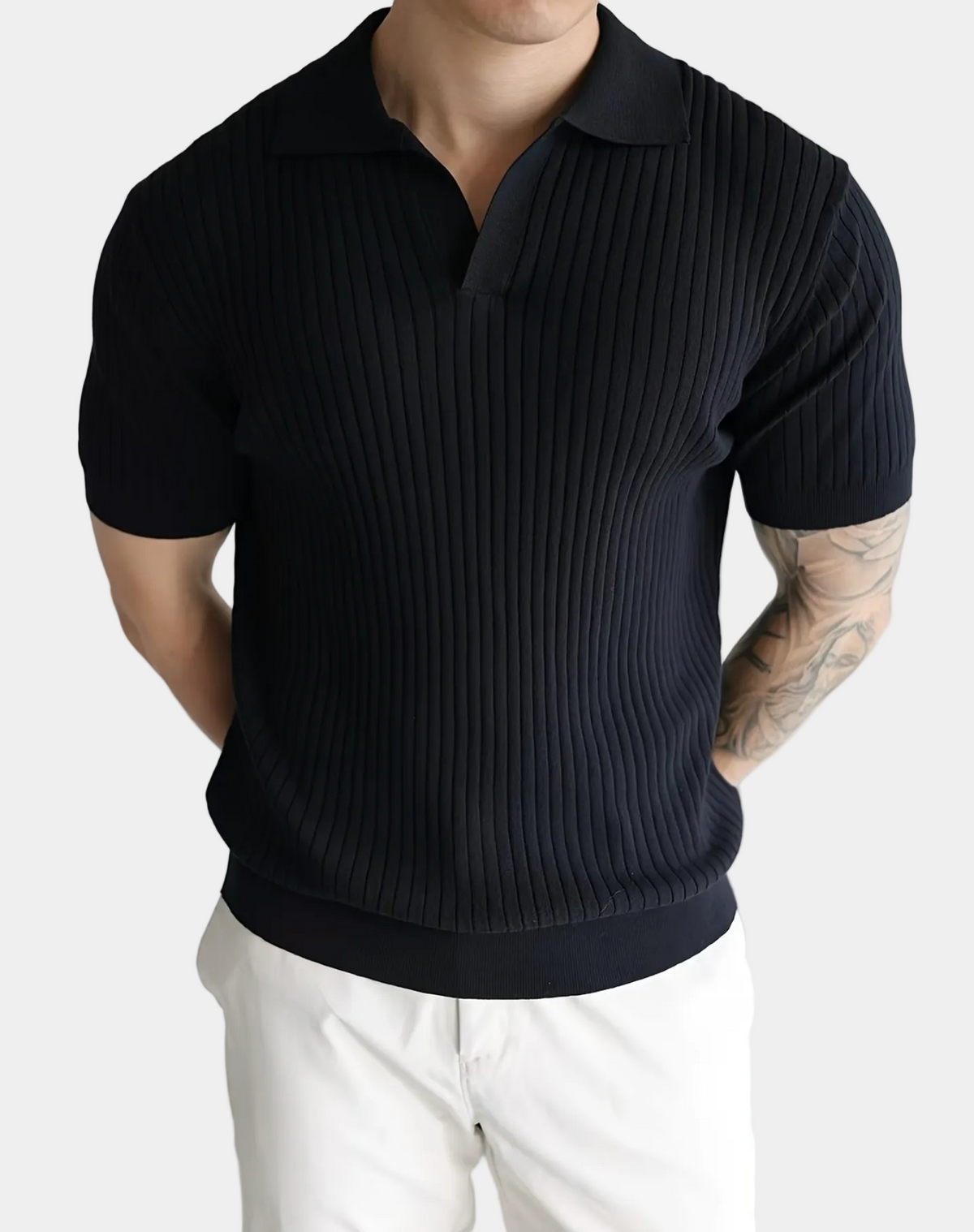 Polo manches courtes en maille côtelée au style intemporel homme – Beaumarchais