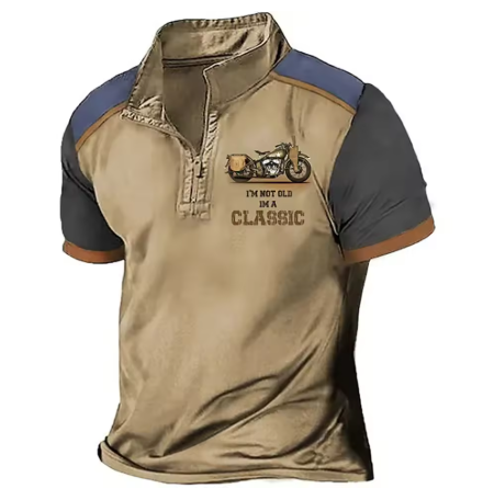 Polo col zippé imprimé moto rétro