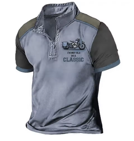 Polo col zippé imprimé moto rétro