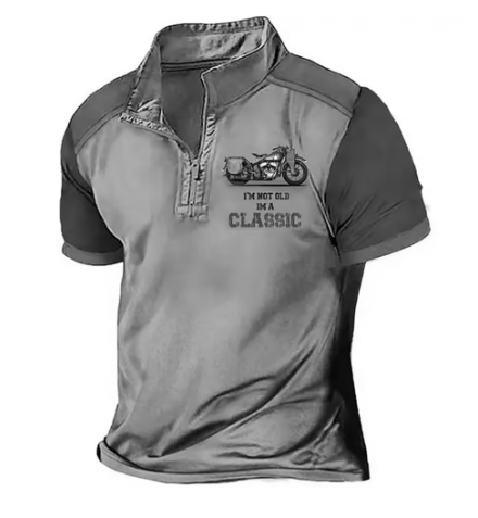 Polo col zippé imprimé moto rétro