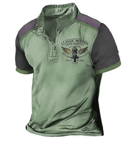 Polo col zippé imprimé moto rétro