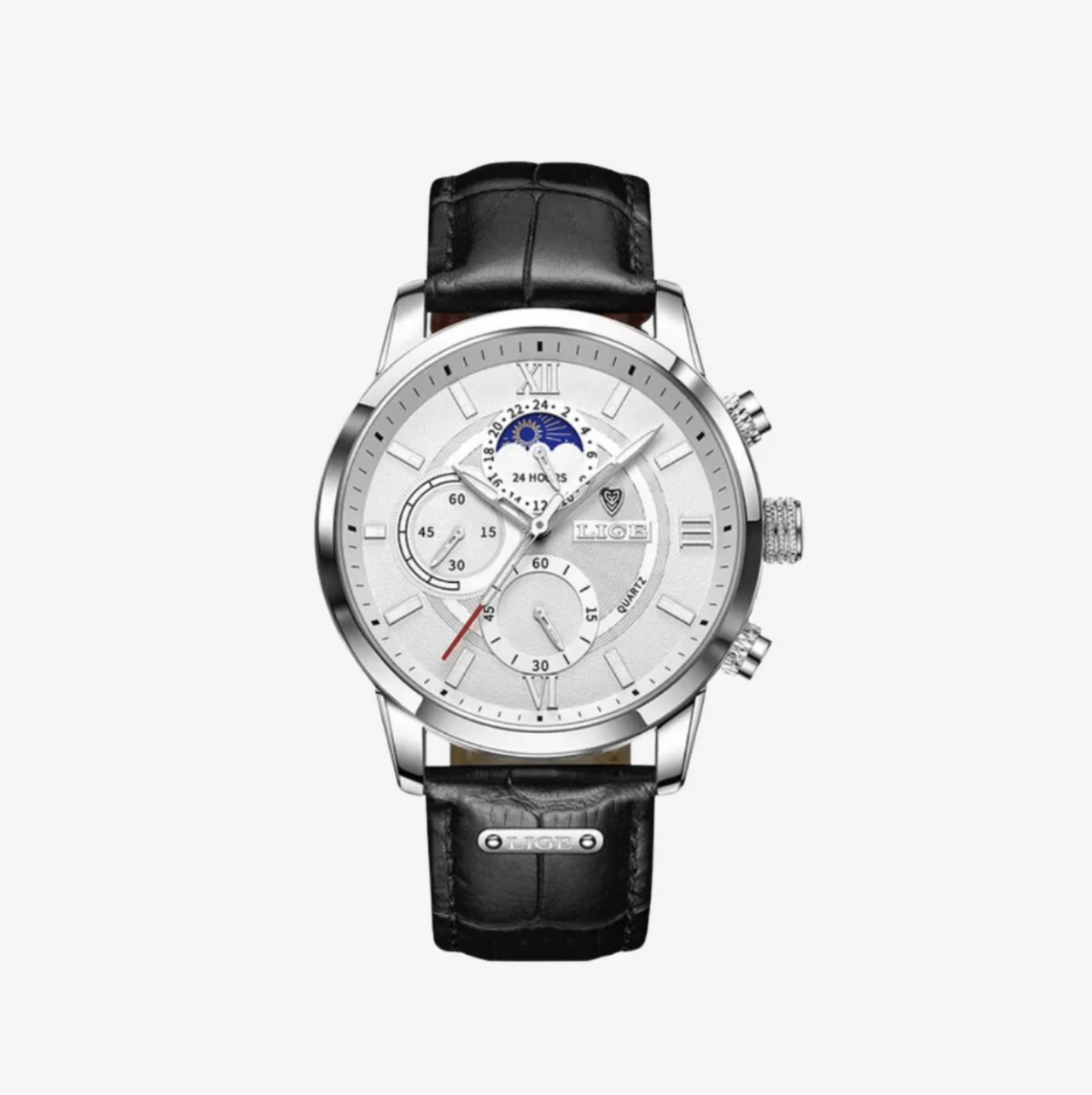 Montre classique bracelet effet cuir