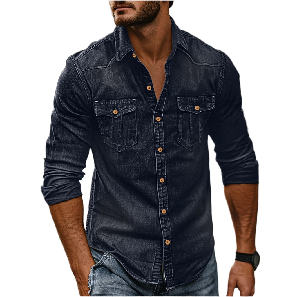 Chemise en denim poches poitrine manches longues homme – Entrevaux