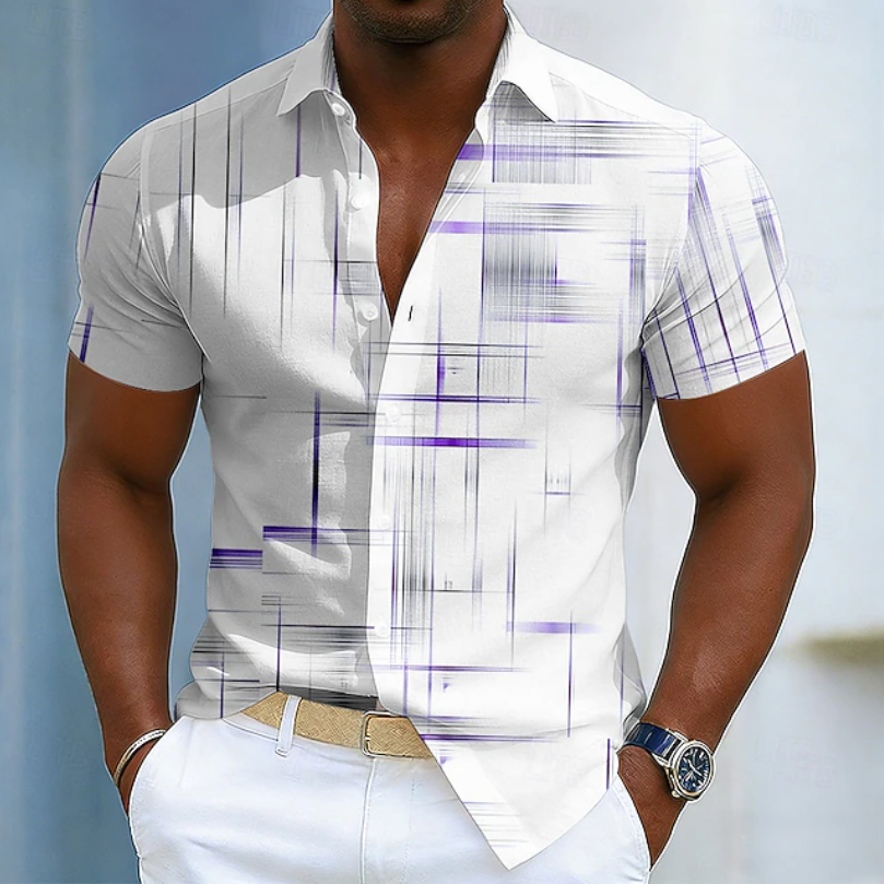 Chemise boutonnée à rayures discrètes