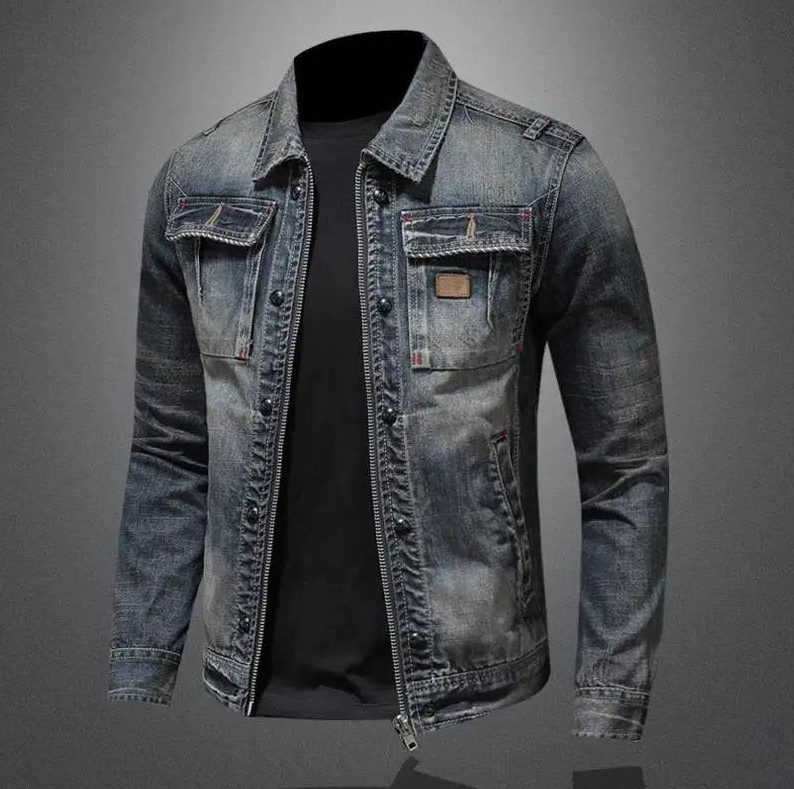 Veste en jean délavé zippée