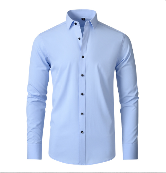 Chemise stretch coupe nette manches longues au style intemporel homme – Bleu clair