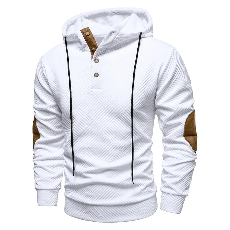 Pull à capuche texturé coudières aspect daim