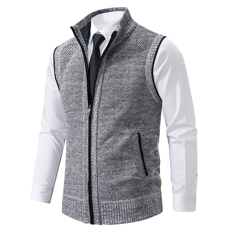 Gilet sans manches en maille zippé