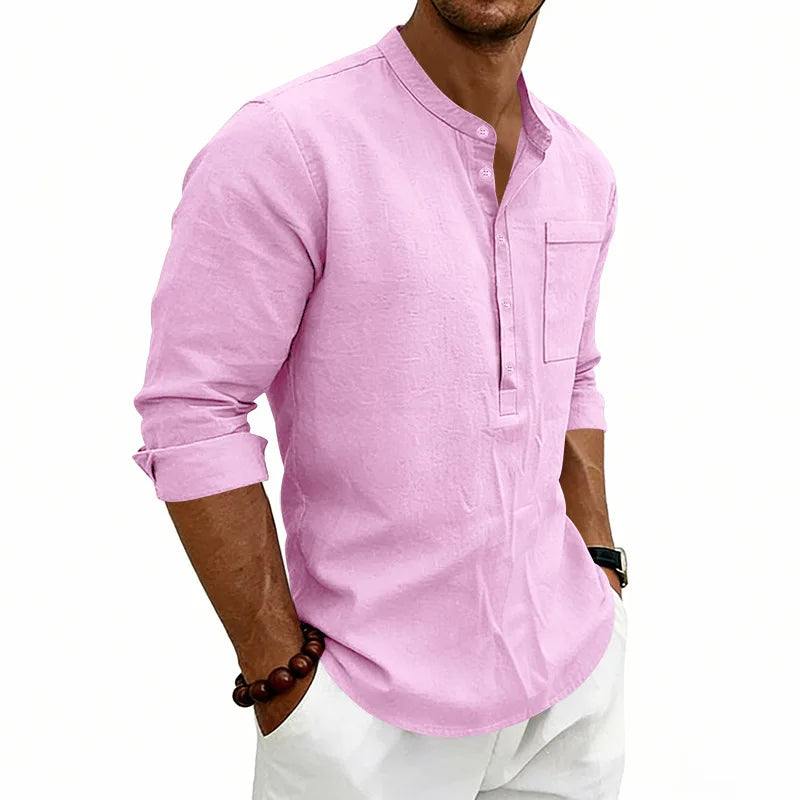 Chemise d'été col ouvert poche poitrine