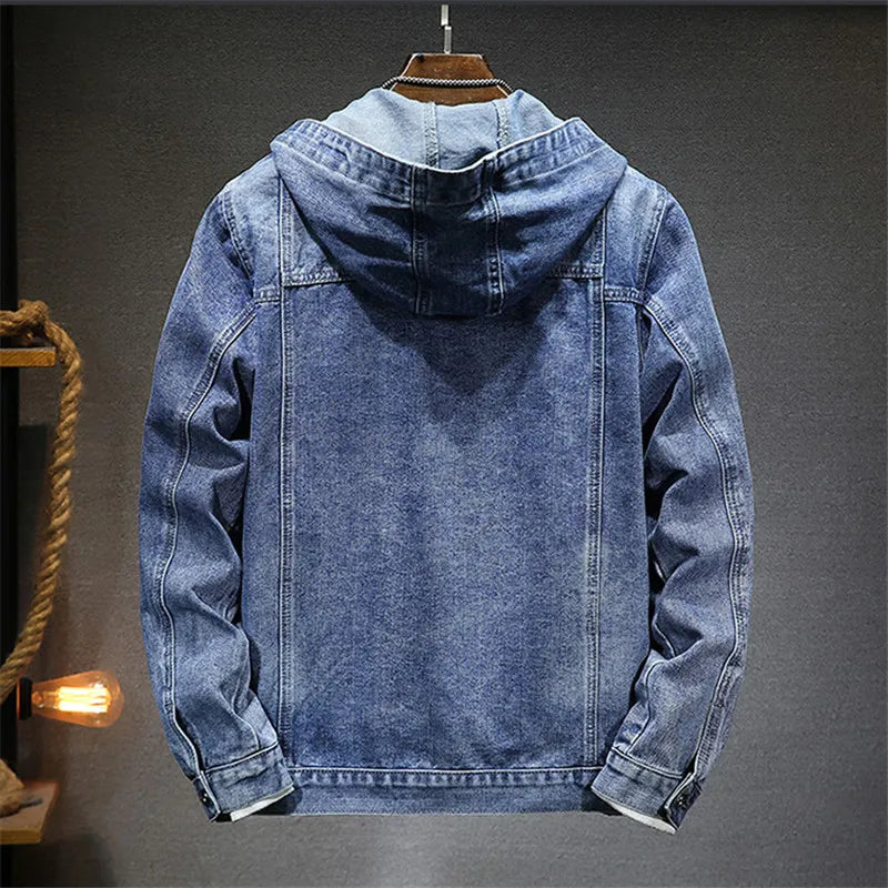 Veste en jean à capuche boutonnée