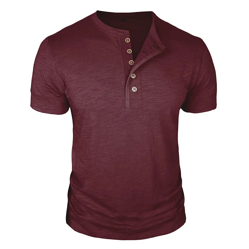 T-shirt col tunisien boutonné
