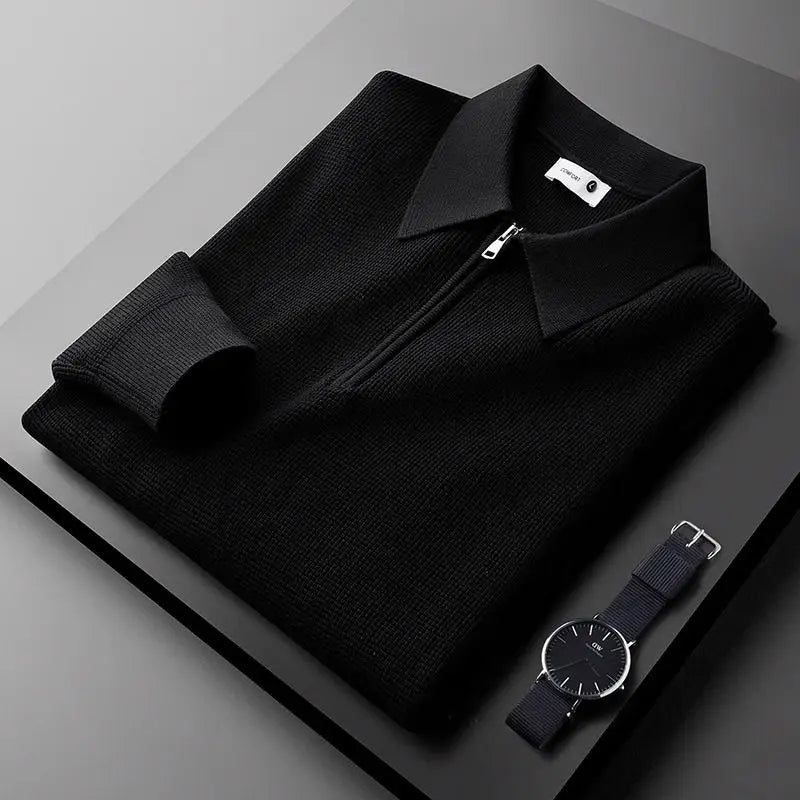 Sweat zippé en maille gaufrée