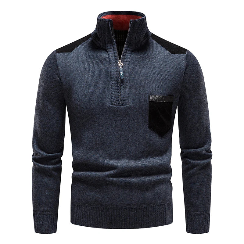 Pull col montant demi-zip à empiècements