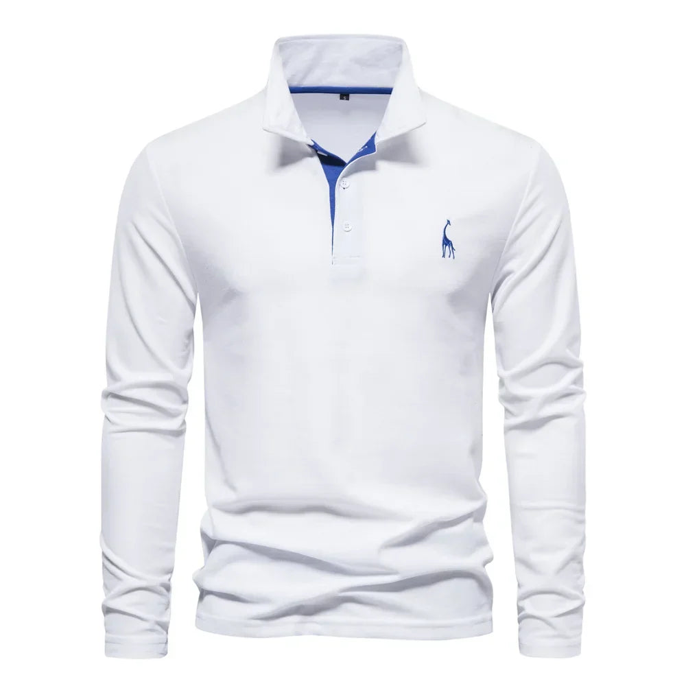 Polo manches longues à patte contrastée