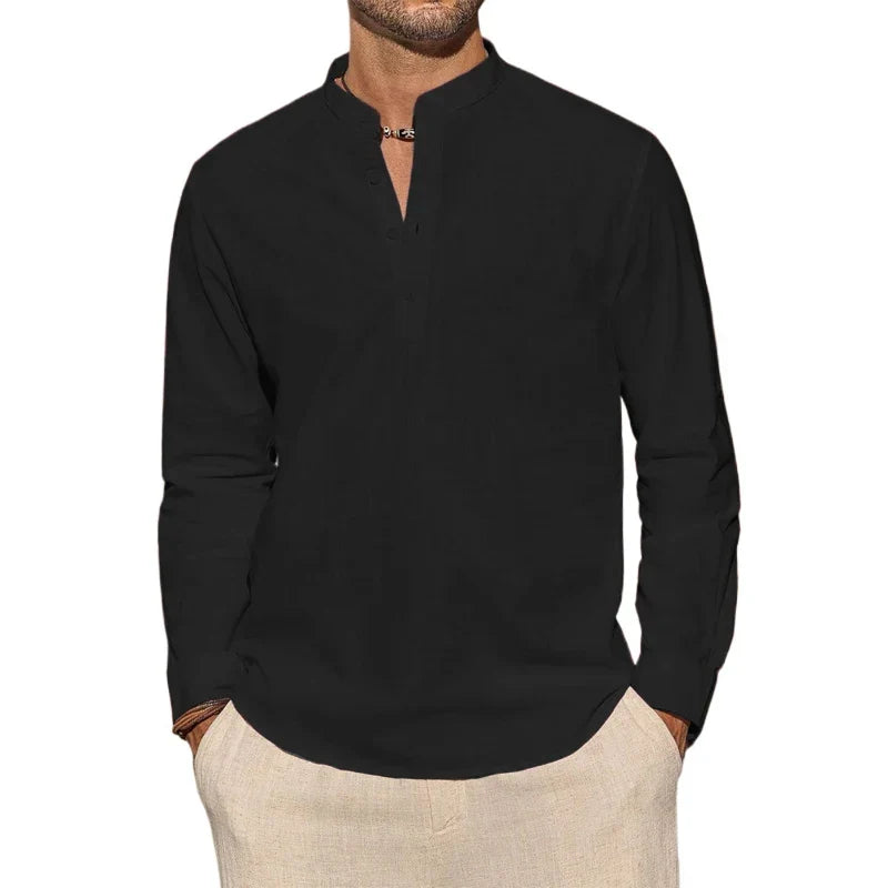 Chemise à encolure henley boutonnée