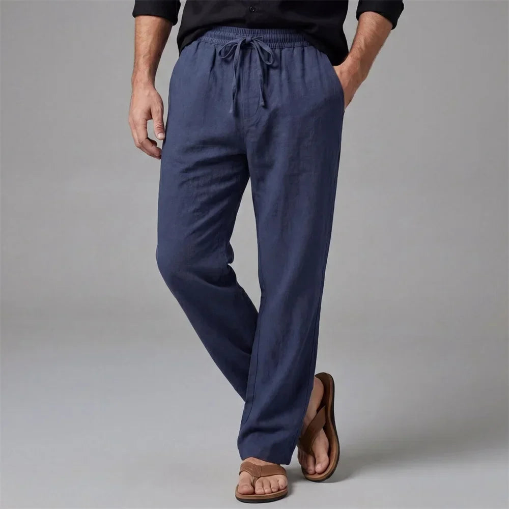 Pantalon aspect lin coupe classique