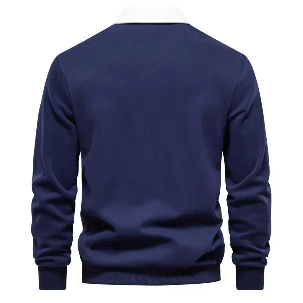 Pull polo à contrastes raffinés col polo coupe moderne élégance homme – Créon