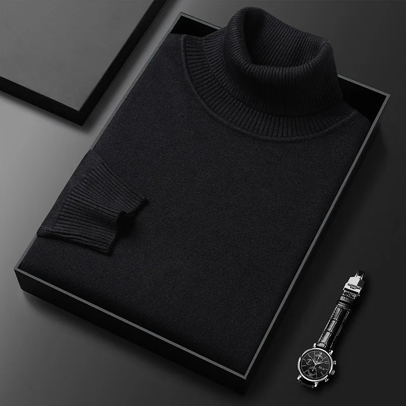 Pull à col haut en maille chaude à la finition soignée homme – Serre-Ponçon
