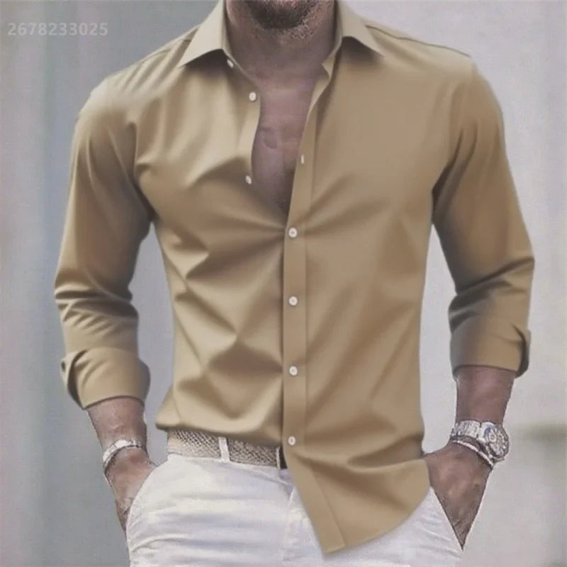 Chemise habillée unie à manches longues
