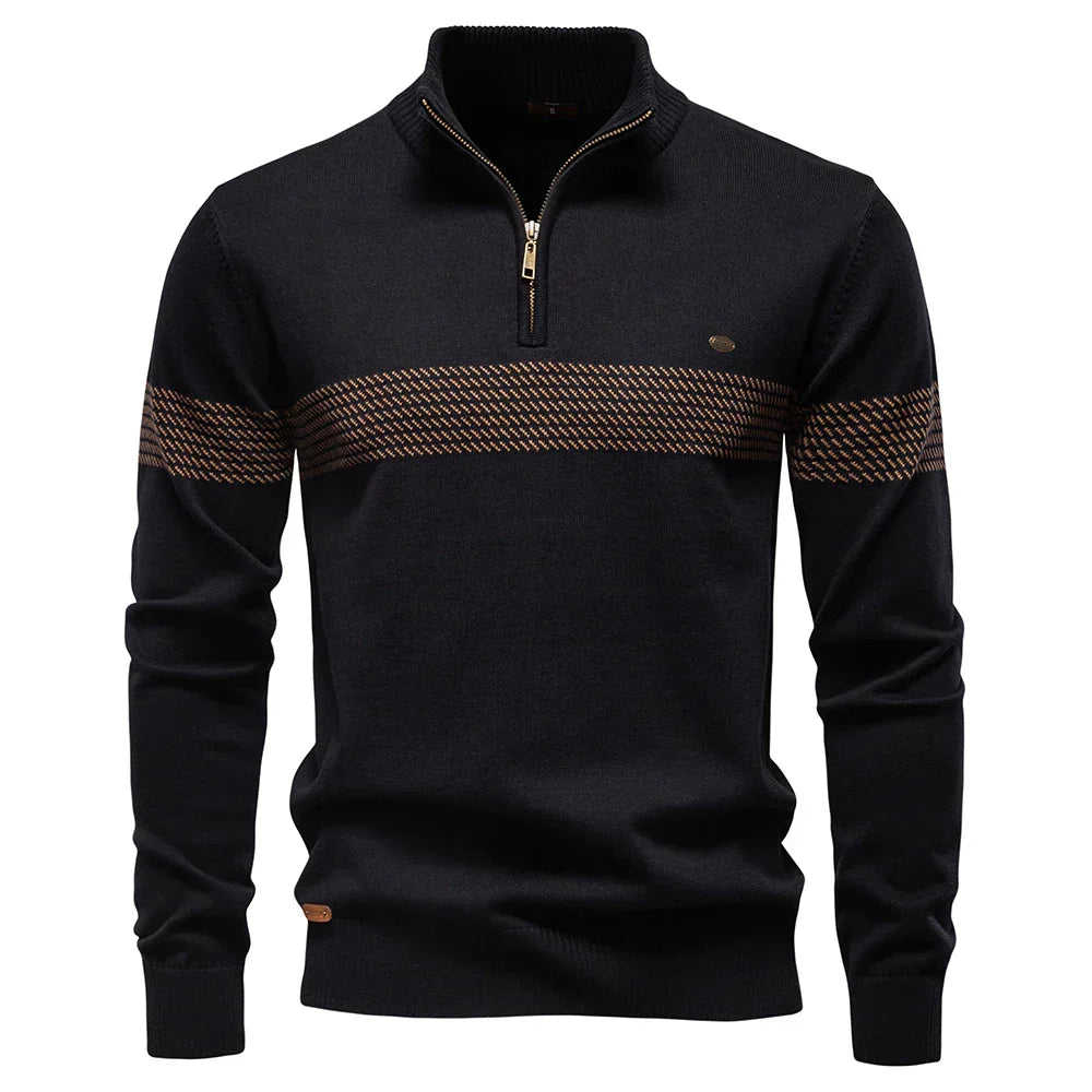 Pull demi-zip en maille torsadée