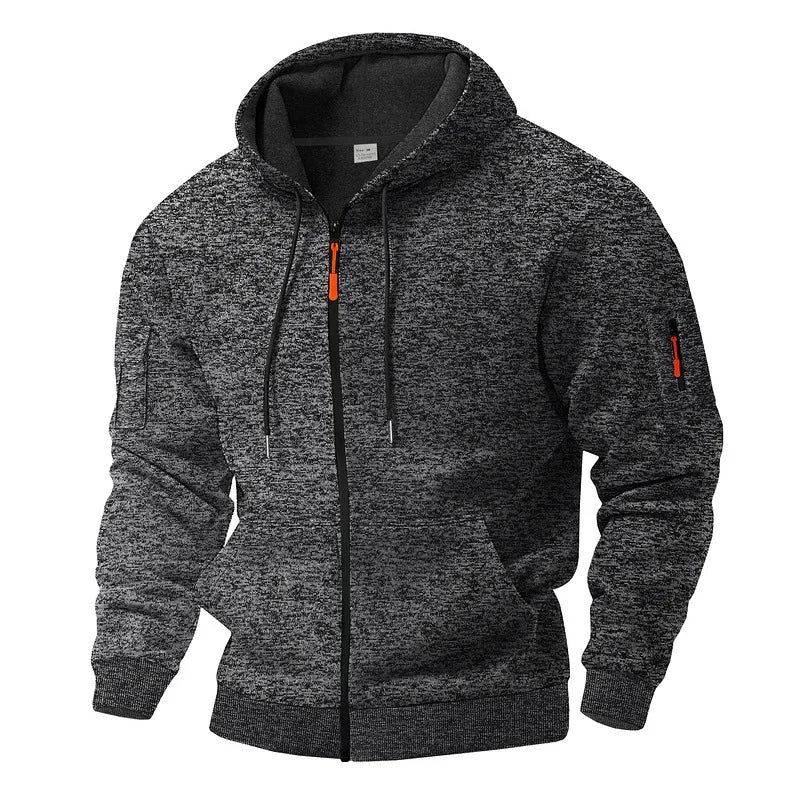 Veste polaire zippée à capuche chinée
