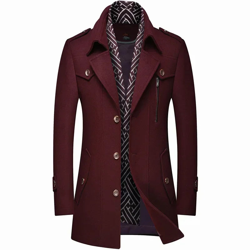 Manteau mi-long aspect lainage avec écharpe