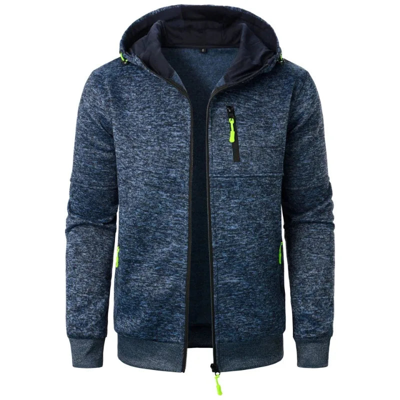 Veste polaire zippée à capuche chinée