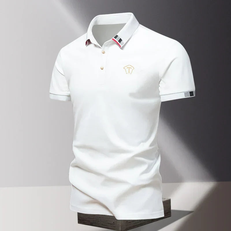 Polo manches courtes col à bande tricolore