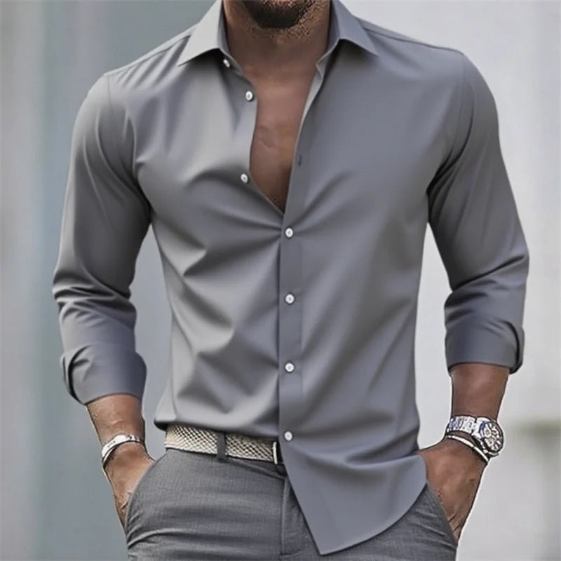 Chemise habillée unie à manches longues