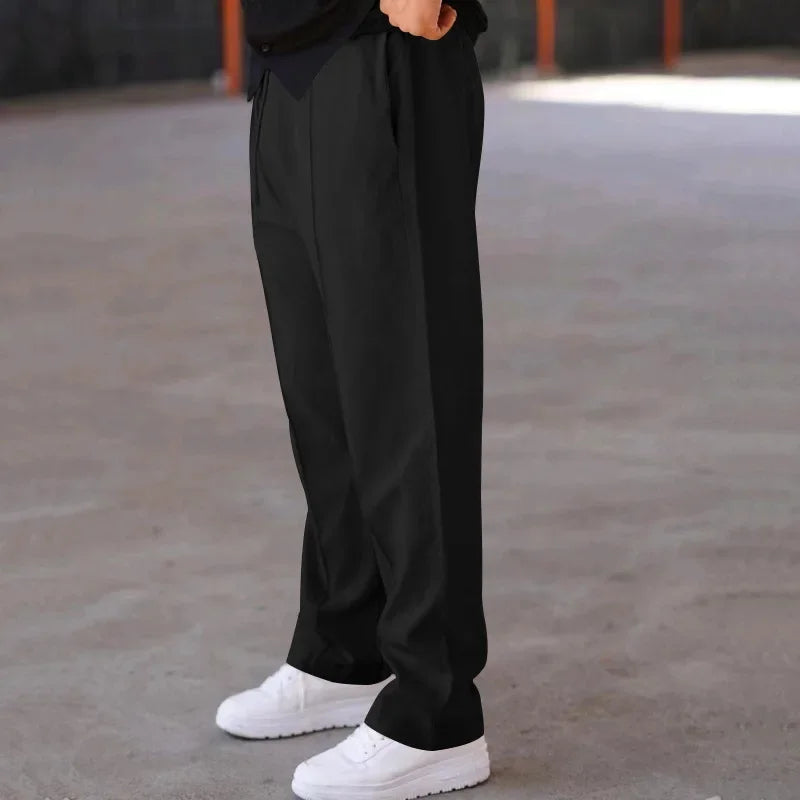 Pantalon coupe relax taille à cordon tissu lisse homme – Bourgueil