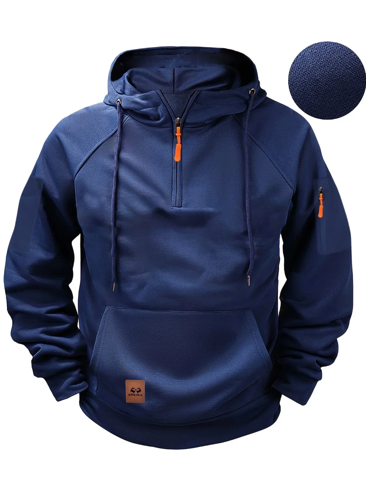 Sweat à capuche demi-zip poche kangourou