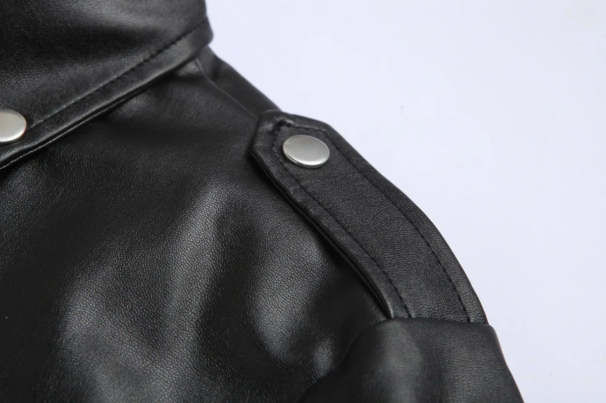 Veste en cuir style classique coupe ajustée col droit homme – Mauléon