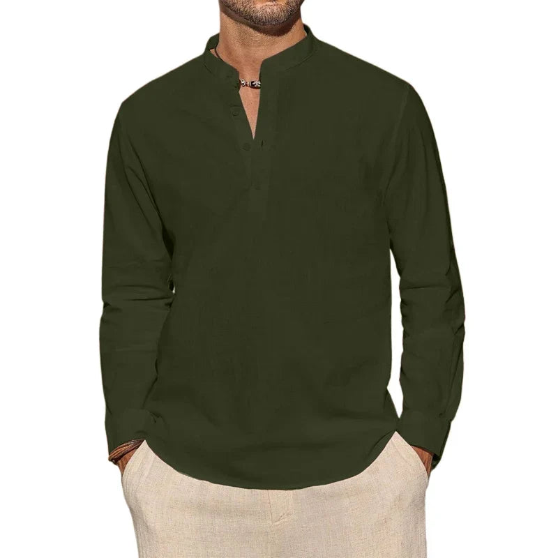 Chemise à encolure henley boutonnée