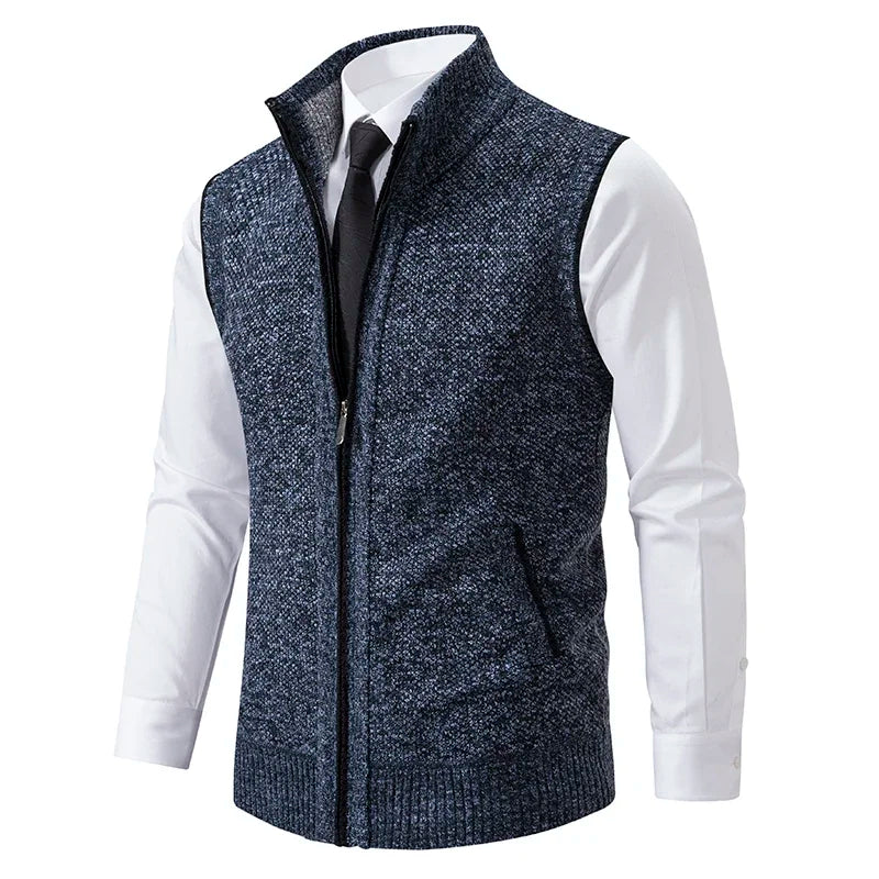 Gilet sans manches en maille zippé