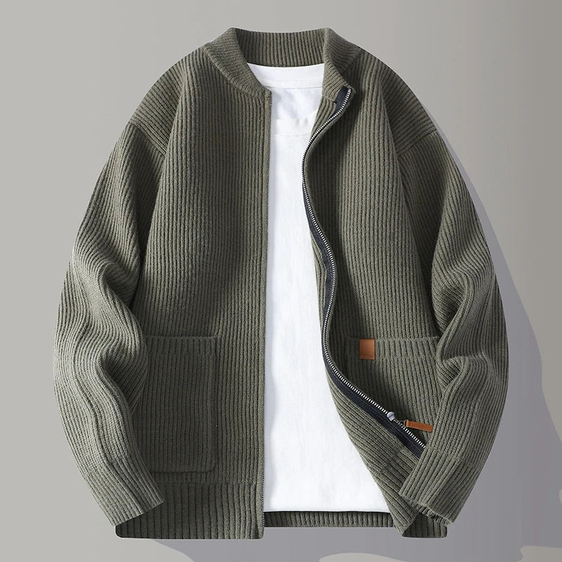 Veste zippée en maille côtelée