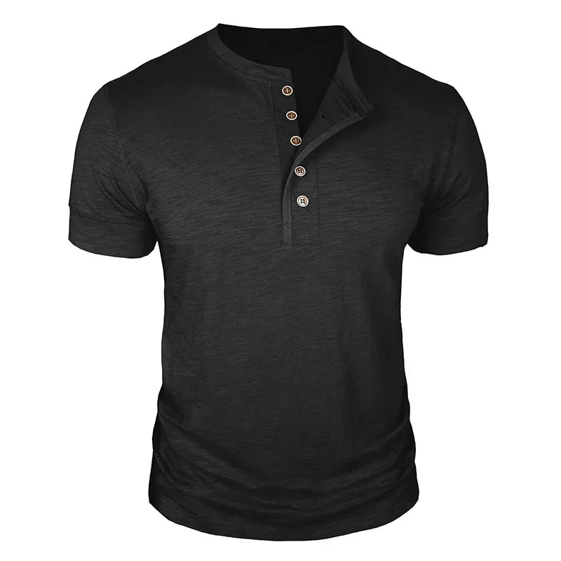T-shirt col tunisien boutonné
